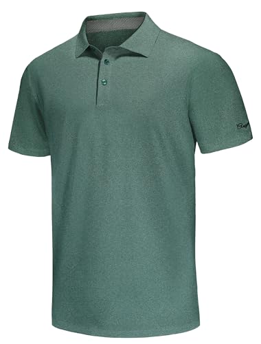 ANGEL CITIZ Camisa de Golf para Hombre, Ajuste seco, Camisas Polo de Rendimiento para Hombre, Camisas de Manga Corta, Camisas Casuales de Trabajo para Hombre, Verde, Small