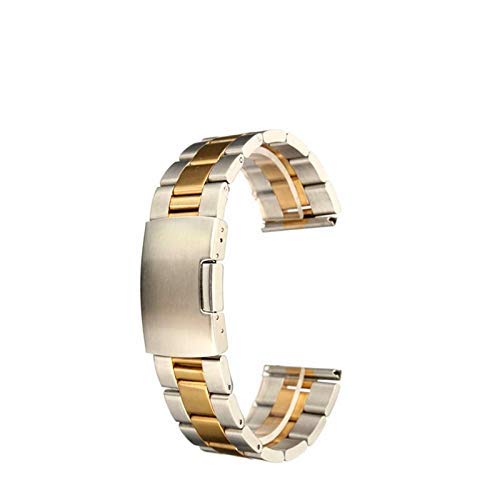 Bracelet de montre acier inoxydable doré anti-casse à maillon plein droit 22mm