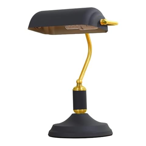 HJXDtech Retro Bankers Desk Lamp with Glass Shade Cover