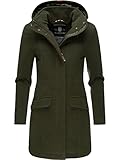 MARIKOO Damen Warmer Winter Wollmantel mit Kapuze Leilaniaa Forest Green Gr. M