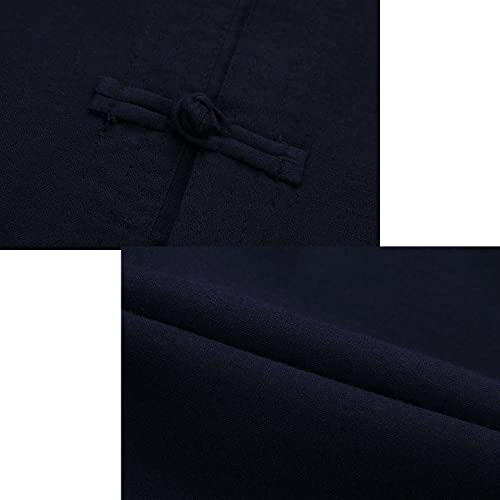 Kung Fu Suit Sets Mens Chinese Tang Suit Hanfu Martial Arts Clothing Shirt Traditional Wing Chun Taichi Wushu Uniform Long Sleeved Tops And Pants Bottoms (Navy Blue, Us M (Asia Size Xl)) #TOP3