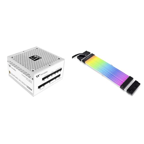 Image of Thermaltake Toughpower GF3 Snow Edition 1200W 80+ Gold Full Modular SLI /Crossfire Ready ATX & Lian Li Strimer Plus V2 24 Pin (PW24-PV2) -Addressable RGB Power Extension Cable