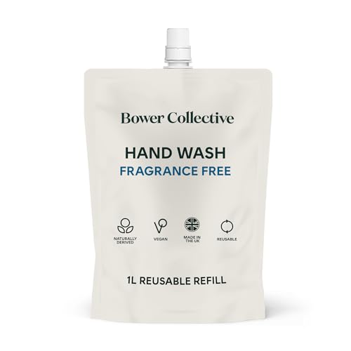 Bower Collective Natural Antibacterial Liquid Hand Soap Refill, Fragrance Free Handwash for Sensitive Skin, Hypoallergenic Soap, 1 Litre, 300+ Washes