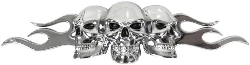 Custom Accessories 98076 Flaming Skull Emblem, SILVER