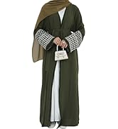 Women Ramadan Muslim Abaya Long Sleeve Embroidered Open Front Cardigan Kimono Turkey Dubai Kaftan