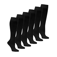 Bahob® 6 Pairs Kids Girls Plain Knee High Socks Back to School Cotton Rich Socks 2-15 Years (8-13 Years, Black)