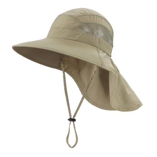 Image of Home Prefer UPF50 Wide Brim Kids Sun Hat Neck Flap Boys Girls Sun Protection Hat for Beach Fishing