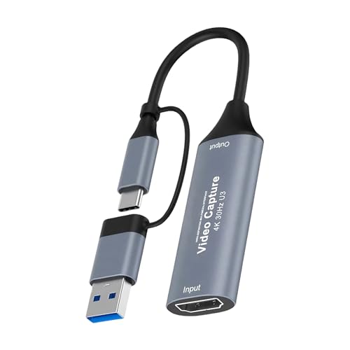 Carte de Capture, Adaptateur de Audio – Carte de Capture USB Live Stream | pour l'enregistrement sur Ordinateur, Ordinateur Portable, PC, TV Depuis Le magnétoscope de...