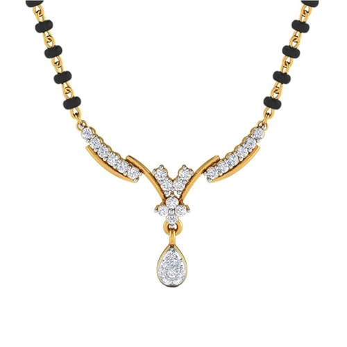 Image of DISHIS 14K Yellow Gold Diamond Tanmaniya Mangalsutra Pendant for Women
