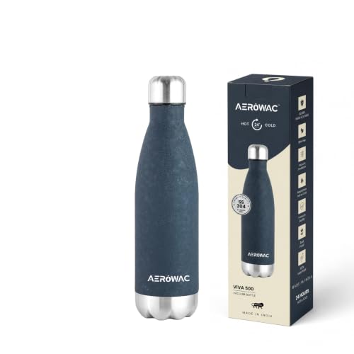 Image of 304 Stainless Steel Viva Insulated Flask 500ml | Hot & Cold 24 Hours | Double Wall, Lightweight, Leak Proof, BPA-Free Bottle | Ideal for Outdoor, Office, Gym, School (Blue, Pack of 1)