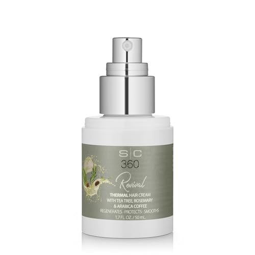 StyleCraft SC360 Revival Thermal Hair Styling Cream - Lighweight Frizz Control & Heat Protection - with Tea Tree, Rosemary, Arabica Coffee, Vegan, Paraben-Free, 1.7 oz