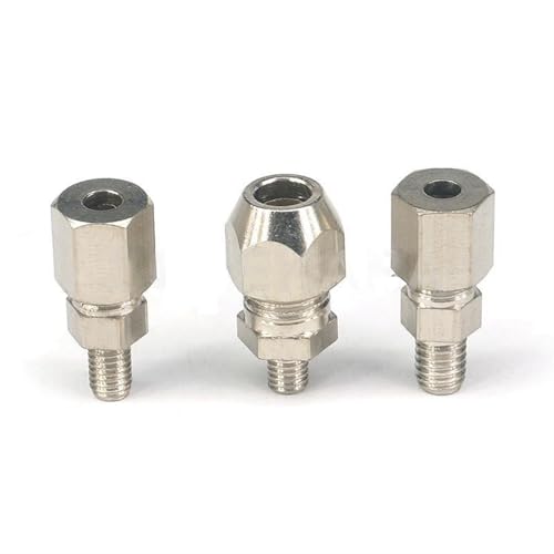 Qinlu-Brass Connector Hose Fitting 5pcs M5 M6 M8 Male To 4mm 6mm Nickel Plated Brass Compression Union Fitting, corrosion resistance(M6x1.0,Fit For Tube OD 6mm)