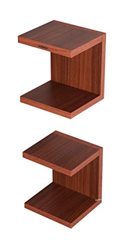 Image of Madhuran Engineered Wood Wall Mounted Books Shelf Set of 2 (Matte,Teak) Invisible Library Organizer Decoration Standing Corner Office Study Bedroom Self