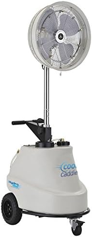 HydroMist Cool Caddie Portable Misting Fan w/Variable Speed, Oscillating Fan with Chrome Fan Guard, Adjustable Height/Tilt, Built-In Water Tank, Outdoor-Rated, 1000 PSI, 18” Fan Blades, Beige