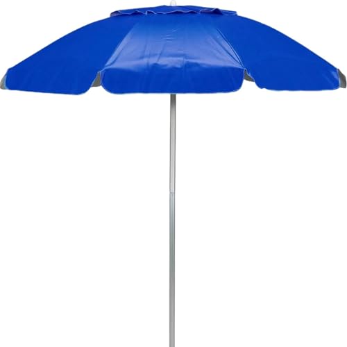 Guarda Sol Alumínio 2,0 Metros Central Grande Regulagem Sombreiro Ombrelone Praia Piscina Azul MOR