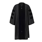 Leishungao Deluxe Fluted Fabric Clergy Robe Doctoral Black Pastor Robe for Pulpit Height 5'0''-5'2''
