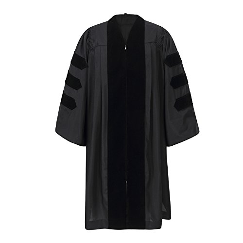 Deluxe Fluted Fabric Clergy Robe Doctoral Black Pastor Robe for Pulpit
