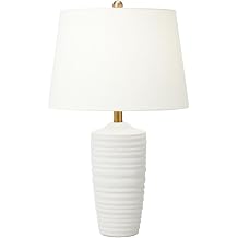 Generation Lighting-Waveland-9W 1 LED Table Lamp in Midcentury Style-46 Inch Tall and 16 Inch Wide-Porous White Finish
