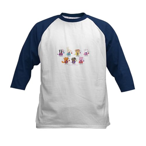 CafePress Peppa Pig Group Bubbles Baseball Jersey Kids Cotton Baseball Jersey, 3/4 Raglan Sleeve Shirt Navy/White