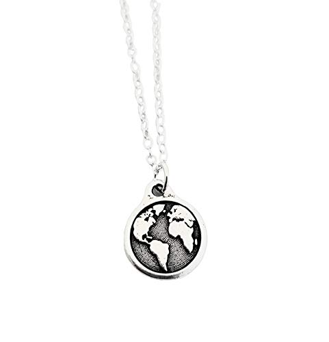TRAVEL THE WORLD Round Pendant Necklace, 18 inch Sterling Silver