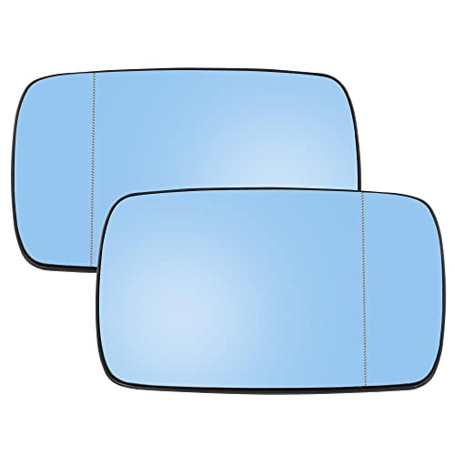 uxcell Pair Driver Left Side & Passenger Right Side Mirror Glass Replacement w/Backing Plate Heated Blue Tinted Glass for BMW E39 E46 330i 325i 525i 1998-2005