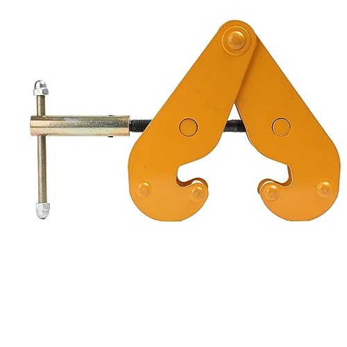 Mreryyse Trägerklemme 1000 kg/1 T Balkenklemme Montageklemme Flanschklemme Trägerklaue Spindelklemme Flanschklemme Montageklemme Stahl für I-Stahlträger, Orange