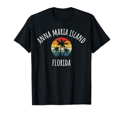 Anna Maria Island Florida Palmera Diseño Retro Camiseta
