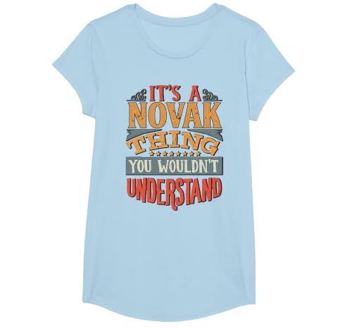 Novak Name T-Shirt, Girls, Baby Blue, Small