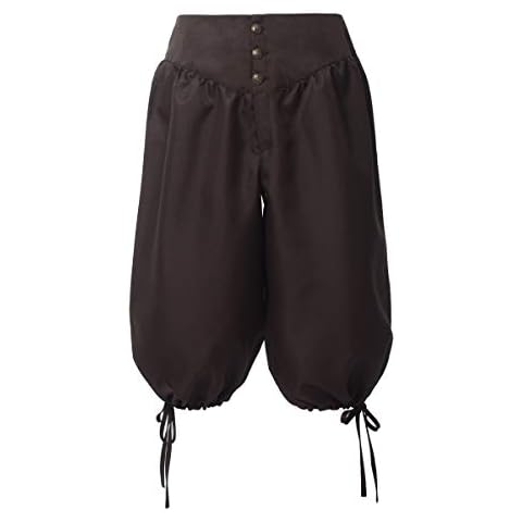 BPURB Men's Renaissance Colonial Knickers Bottoms Pants Medieval Viking Trousers Pirate Cosplay Costume Back Lace Up Shorts Brown Cover