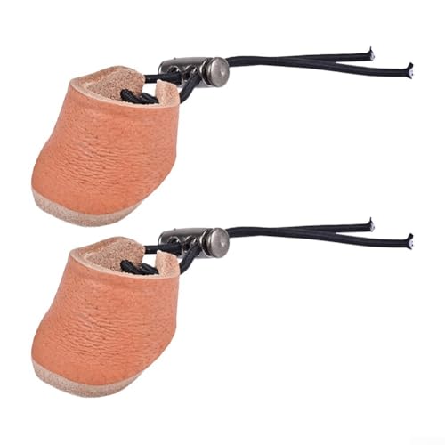 2 protectores de dedos de cuero vacuno grueso para protección del pulgar y seguridad de los dedos (marrón)