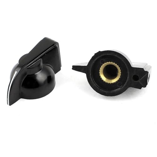 Generic 2 x Black Plastic Rotary Switch Knobs Caps for 6mm Dia Shaft V Shape Knob