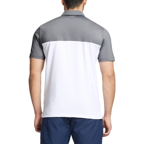 M MAELREG Golf Shirts for Men Dry Fit Performance Chest Print Color Block Moisture Wicking Casual Short Sleeve Polo Shirts4
