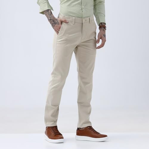 Image of BASICS Premium Cotton Stretch Formal Trousers for Men | Office Pants