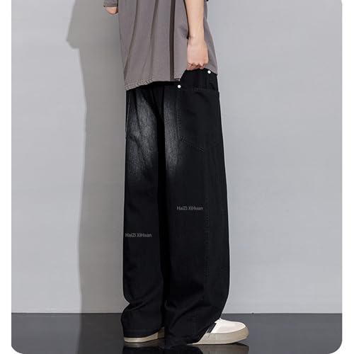 Men's American Street Patchwork Jeans Baggy Hip Hop Pants Comfy Wide Leg Casual Pants Men Drawstring Trousers3