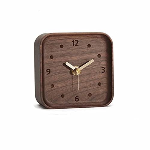 Zsedp Solid Wood Desk Clock Office Square Black Walnut Needle Clock Home Decoration Ornaments Watch Clock #TOP24