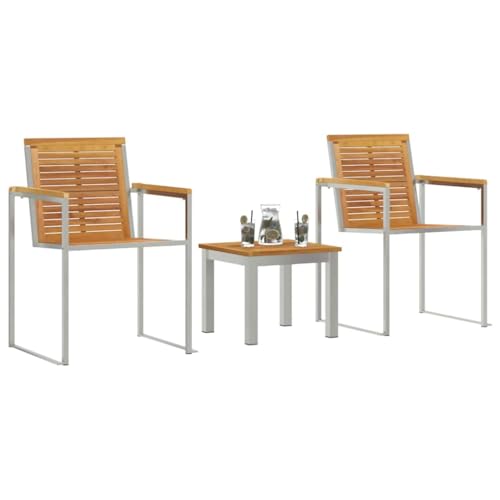 vidaXL Lettino da Sole 3 PCS Marrone Legno di Teak Solido, Lettino Moderno per Giardino e terrazzo, Mobile da Esterno, Resistente e Comodo, Perfetto per Rilassarsi