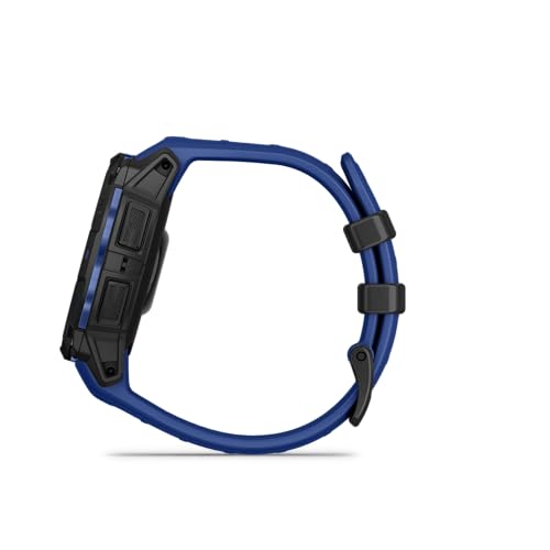 Image of Garmin Instinct 3 - 45 mm, AMOLED Display, Rugged Outdoor GPS Smartwatch, Built-in Flashlight, Supernova Collection Limited Edition Color, Black with Bolt Blue /Black Silicone Band