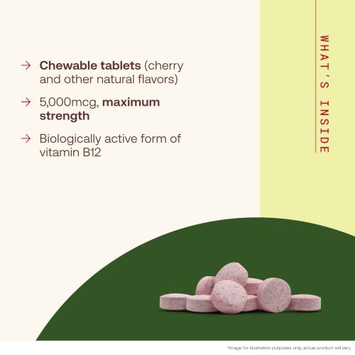 Jarrow Methyl Vitamin B-12 5000 mcg, Cellular Energy, 60 Chewable Tablets - image 3