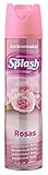 Splash Ambientador en aerosol manual, perfecto para ambientar cualquier estancia para el hogar y cualquier otro lugar. Una fragancia única que aporta un carácter natural y fresco Aroma Rosas. Contenido: 300 ml