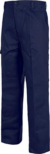 Work Team Pantalón con Cintura elástica y Multibolsillos. 100% Algodón. Hombre Marino 42