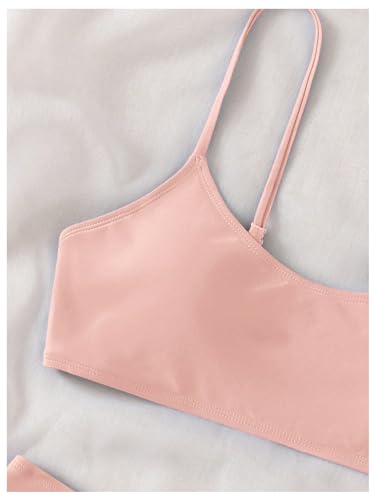Image of SHENHE Girl's 2 Piece O Ring Bikini High Waisted Spaghetti Strap Cute Swimsuit Bathing Suit