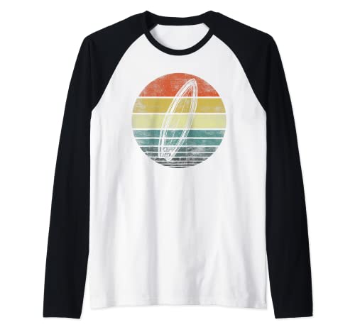 Surfer Gifts - Tabla de surf retro al atardecer, silueta, regalos de surf Camiseta Manga Raglan