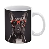 YUXBVKRS Tasse mit französischer Bulldogge, 325 ml, Keramiktasse mit Griff, süße Kaffeetasse für Zuhause, Büro und Teepausen, für Sie oder Ihn