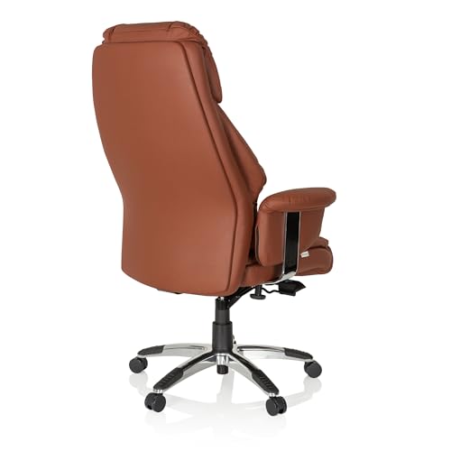 hjh OFFICE 608230 XXL Chefsessel Prado Kunstleder Braun Bequemer Bürosessel mit Dicker Polsterung, hohe Rückenlehne