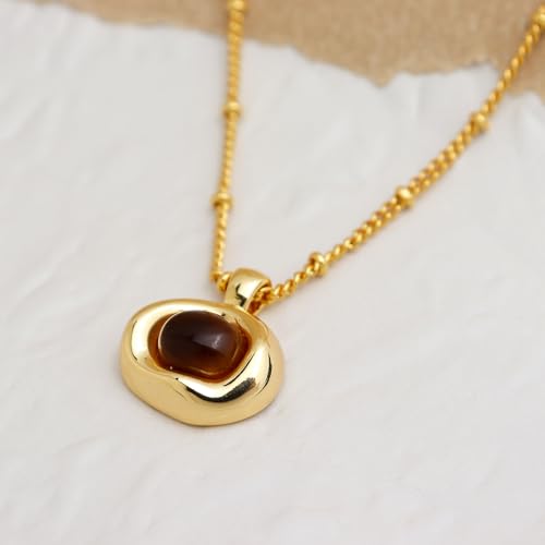 Jean Beau Gold Stone Pendant Necklaces for Women, Chunky Gemstone Dangle Necklace Wedding Prom Fashion Jewelry Gift4
