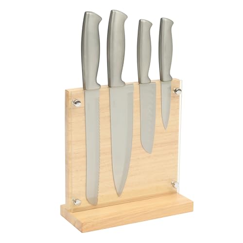 Comparison: Best Oster Baldwyn Cutlery Set 8 Oster Baldwyn 5-Piece Stainless Steel Knife Block Set with Wood Magnetic Stand – Countertop Display & Knife-Safe Storage