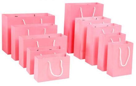 10 Uds Bolsa de Papel de Regalo Bolsa de Compras de Ropa de Regalo Papel Kraft Color sólido Negro Blanco Rosa