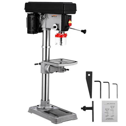 TROPOW 13-Inch Benchtop Drill Press with 7.5 Amp Induction Motor, 288-3084 RPM Variable Speed, 0-45° Tilting 10x10' Worktable, Durable Cast Iron Construction for Wood and Metal