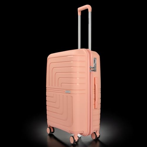 Image of 3G Vacanza Paris Series Polypropylene Unbreakable Hard-Sided Luggage Cabin SizeTrolley Bag | Pink 55 cms