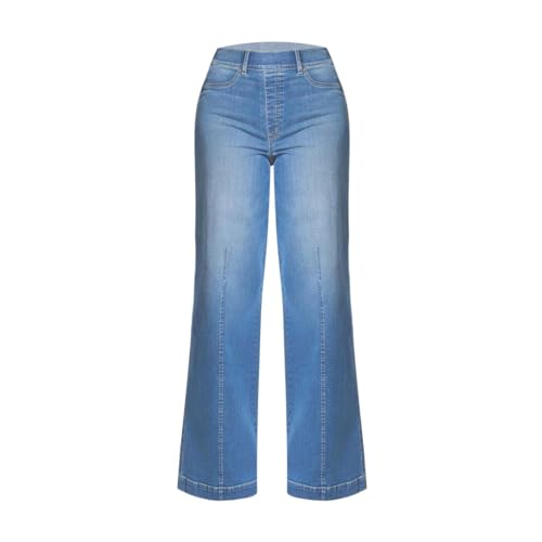 Womens High Rise Wide Leg Jeggings Stretch Pull On Jeans Soft Denim Seamed Front Elastic Waist Baggy Y2K Jeans3